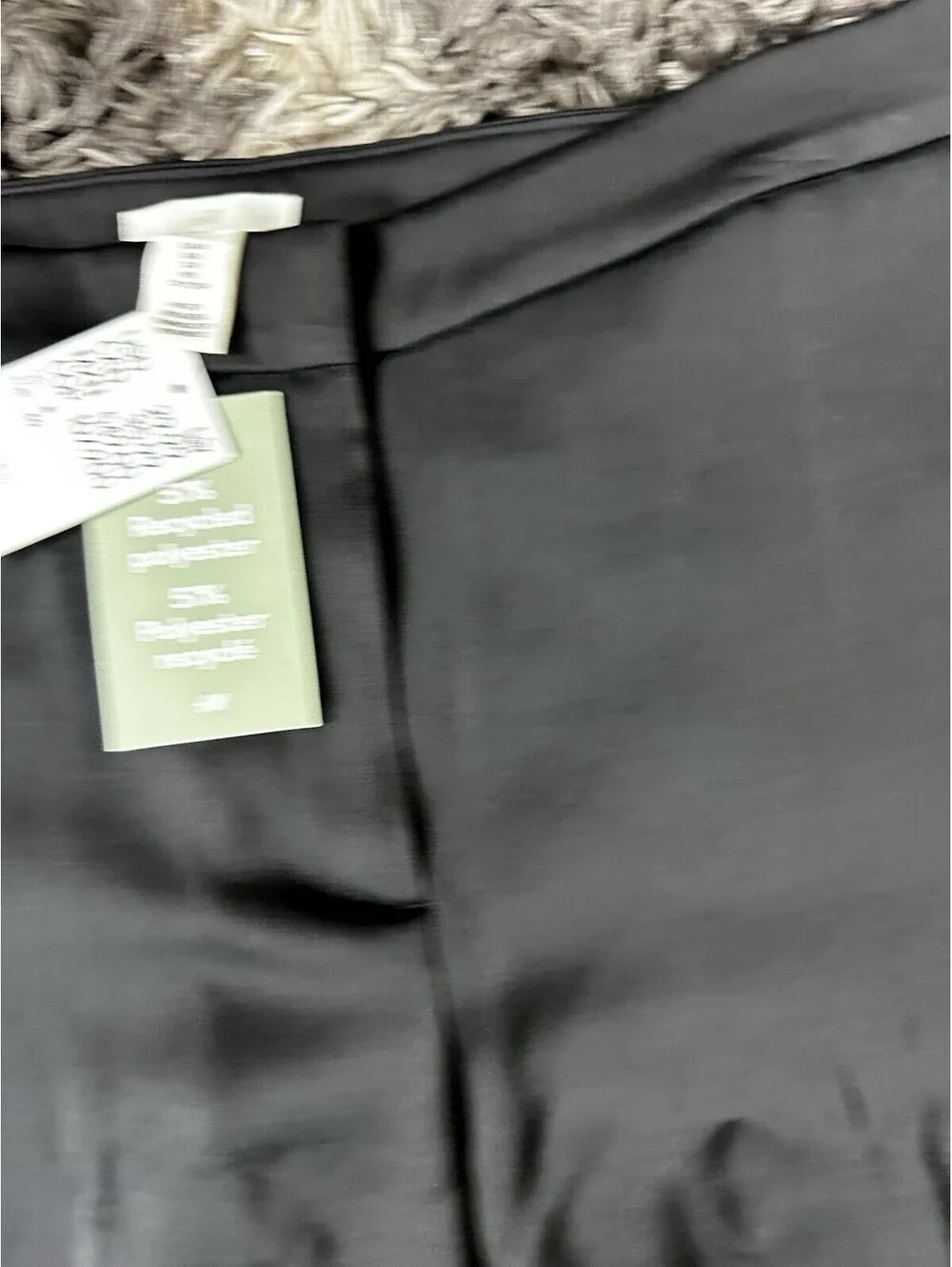 NWT HM Womens Size 8 Black Wide Leg Dress Pants Trouser Satin Crepe High Rise